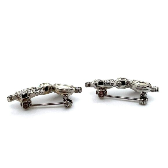 VTG Estate Costume Silver & Clear‎ Rhinestone Bow Shoe or Scarf Pins! 27 - Picture 3 of 6